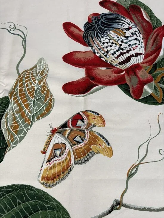 Vintage Fabric 55”x56” Nakai Romanex de Boussac Bernard Botanical 1985 France - Picture 9 of 16